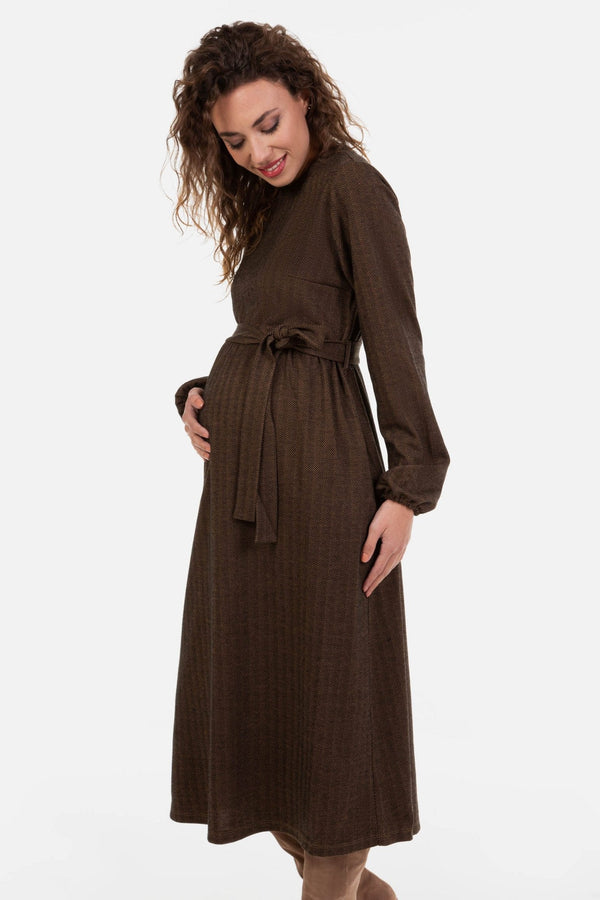 Κομψό μακρύ φόρεμα εγκυμοσύνης - - soonMAMA - Η σωστή προσθήκη στην κομψή και άνετη εγκυμοσύνη! - Παλτά για έγκυες