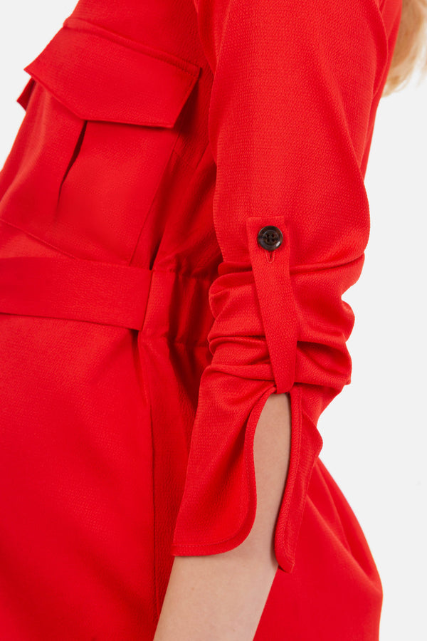 Μακρύ σατέν φόρεμα εγκυμοσύνης και θηλασμού σε κόκκινο