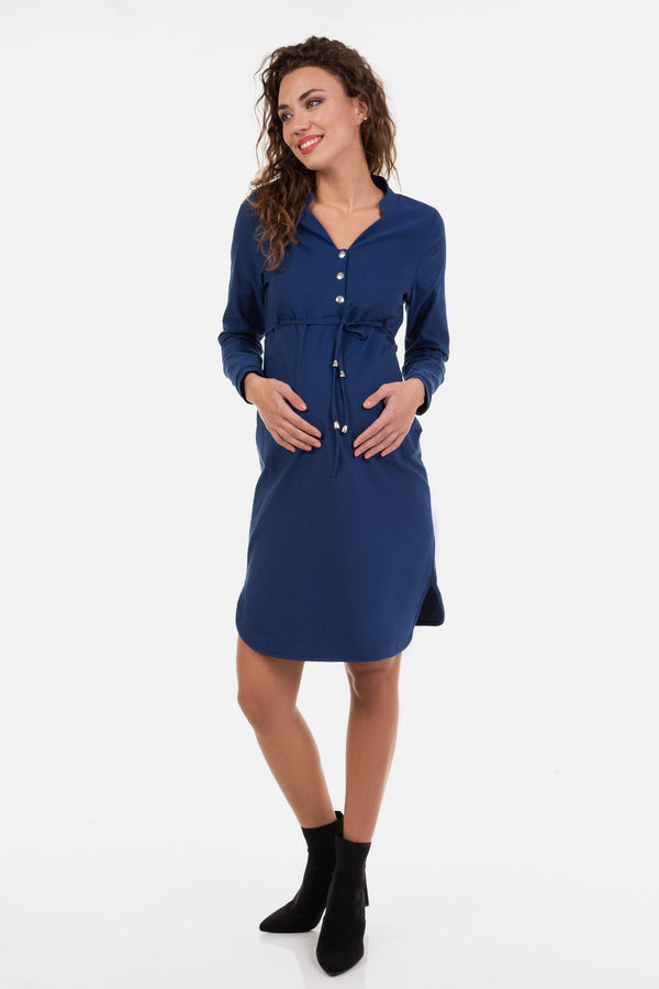 Ελαστικό φόρεμα εγκυμοσύνης και θηλασμού σε μπλε