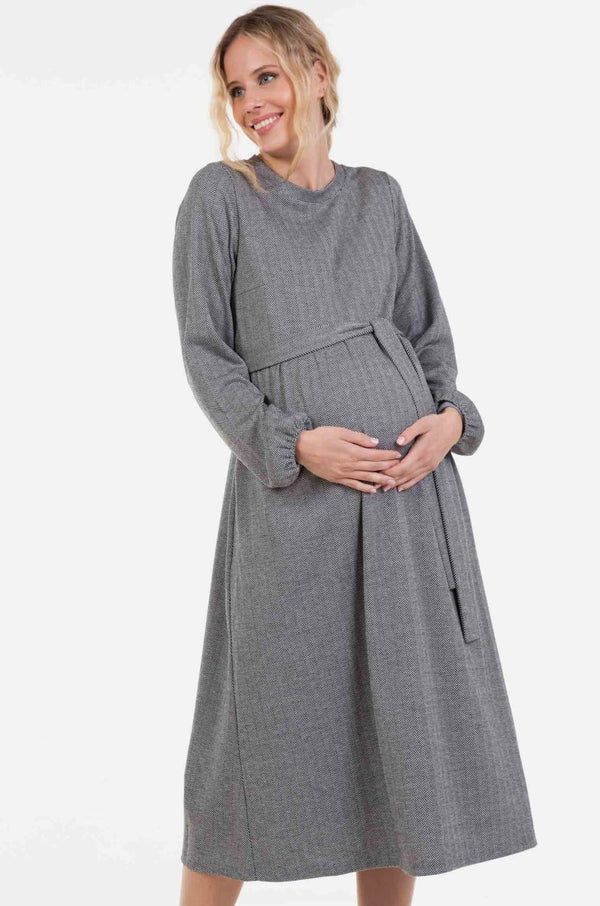 Κομψό μακρύ φόρεμα εγκυμοσύνης - - soonMAMA - Η σωστή προσθήκη στην κομψή και άνετη εγκυμοσύνη! - Παλτά για έγκυες