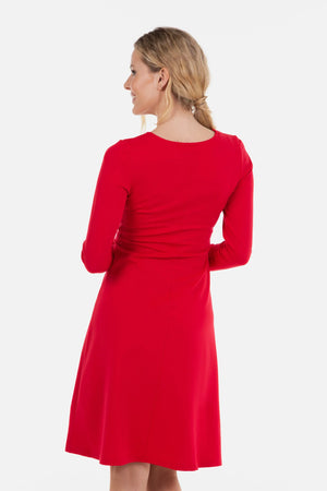 Κομψό κόκκινο φόρεμα εγκυμοσύνης και θηλασμού - - soonMAMA - Η σωστή προσθήκη στην κομψή και άνετη εγκυμοσύνη! - Παλτά για έγκυες
