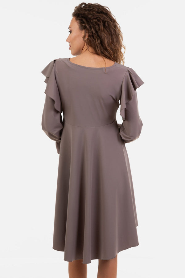 Αεράτο φόρεμα εγκυμοσύνης και θηλασμού σε χρώμα μόκα - - soonMAMA - Η σωστή προσθήκη στην κομψή και άνετη εγκυμοσύνη! - Παλτά για έγκυες