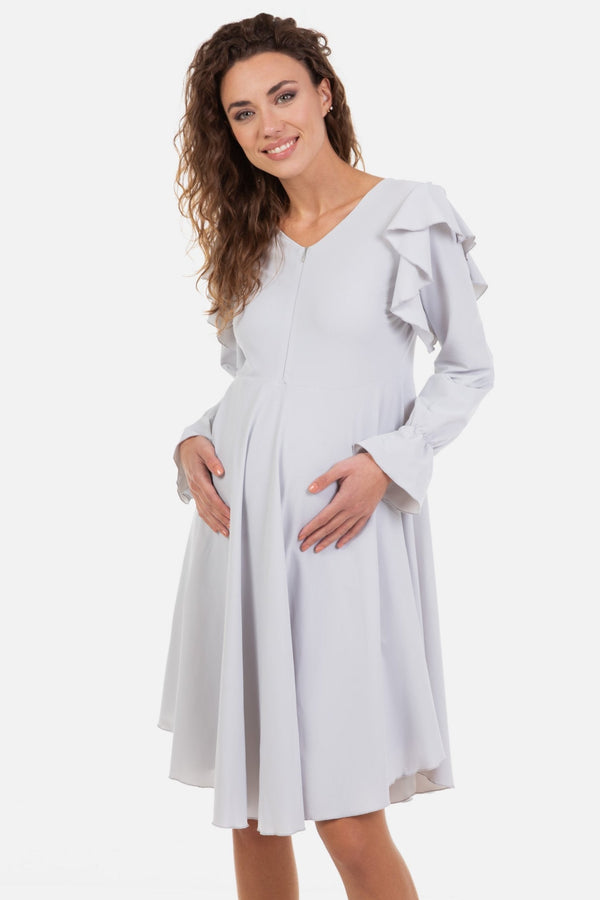 Αεράτο φόρεμα εγκυμοσύνης και θηλασμού - γκρι - - soonMAMA - Η σωστή προσθήκη στην κομψή και άνετη εγκυμοσύνη! - Παλτά για έγκυες