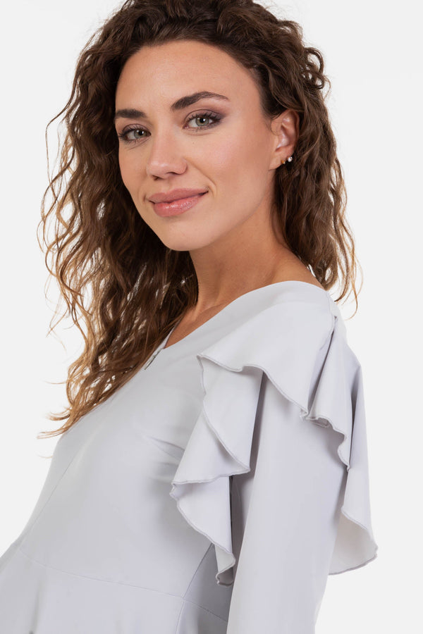 Αεράτο φόρεμα εγκυμοσύνης και θηλασμού - γκρι - - soonMAMA - Η σωστή προσθήκη στην κομψή και άνετη εγκυμοσύνη! - Παλτά για έγκυες