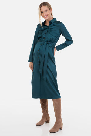 Μακρύ σατέν φόρεμα εγκυμοσύνης και θηλασμού - - soonMAMA - Η σωστή προσθήκη στην κομψή και άνετη εγκυμοσύνη! - Παλτά για έγκυες