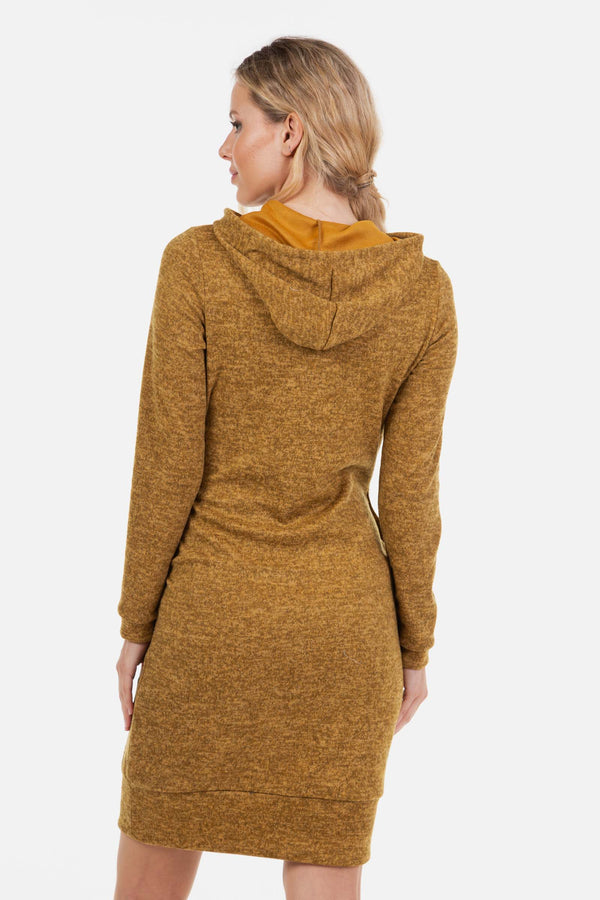 Φόρεμα εγκυμοσύνης και θηλασμού με κουκούλα - ώχρα - - soonMAMA - Η σωστή προσθήκη στην κομψή και άνετη εγκυμοσύνη! - Παλτά για έγκυες