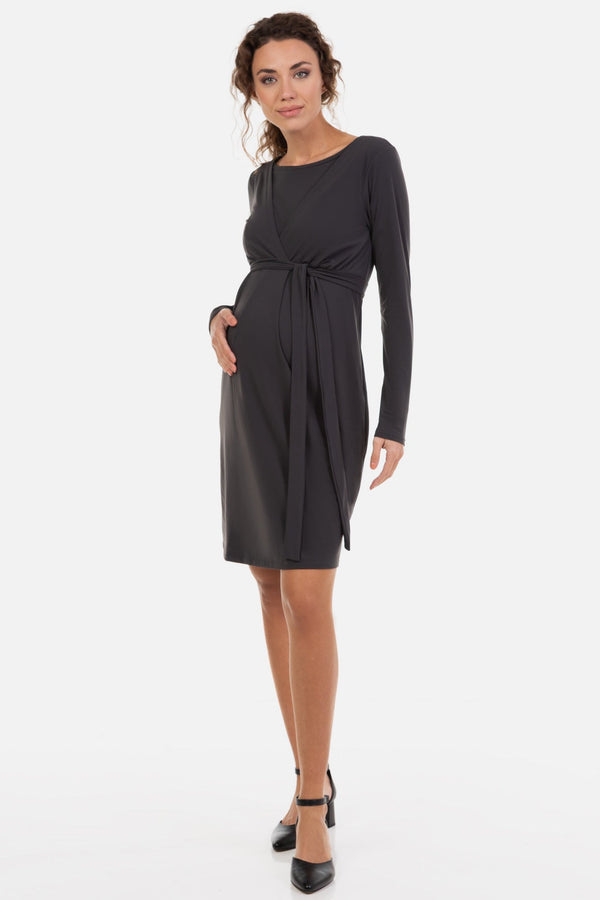 Φόρεμα εγκυμοσύνης και θηλασμού με ζώνη - Φόρεμα - soonMAMA - Η σωστή προσθήκη στην κομψή και άνετη εγκυμοσύνη! - Παλτά για έγκυες