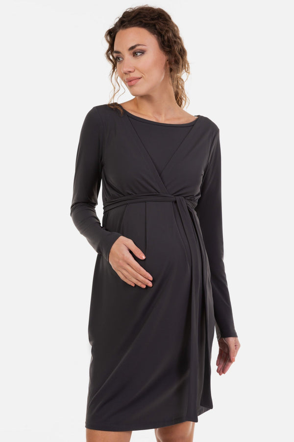 Φόρεμα εγκυμοσύνης και θηλασμού με ζώνη - Φόρεμα - soonMAMA - Η σωστή προσθήκη στην κομψή και άνετη εγκυμοσύνη! - Παλτά για έγκυες