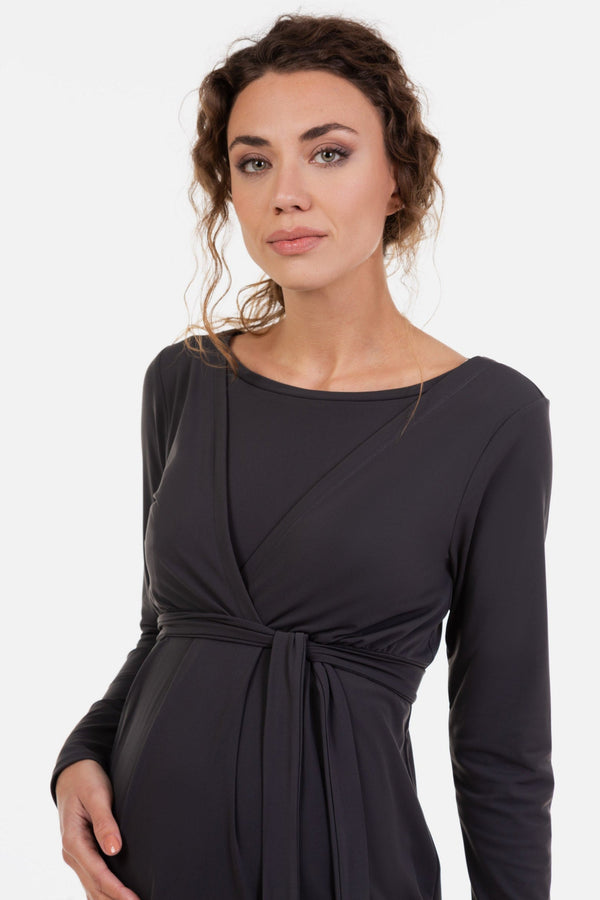 Φόρεμα εγκυμοσύνης και θηλασμού με ζώνη - Φόρεμα - soonMAMA - Η σωστή προσθήκη στην κομψή και άνετη εγκυμοσύνη! - Παλτά για έγκυες