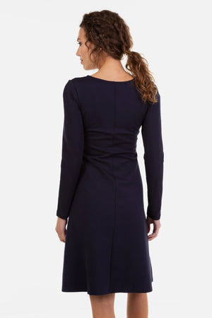 Κομψό σκούρο μπλε φόρεμα εγκυμοσύνης και θηλασμού - - soonMAMA - Η σωστή προσθήκη στην κομψή και άνετη εγκυμοσύνη! - Παλτά για έγκυες