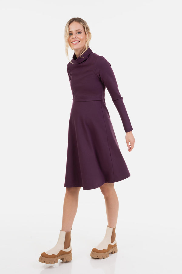 Φόρεμα εγκυμοσύνης και θηλασμού με ζιβάγκο σε γραμμή Α - μπορντό - - soonMAMA - Η σωστή προσθήκη στην κομψή και άνετη εγκυμοσύνη! - Παλτά για έγκυες