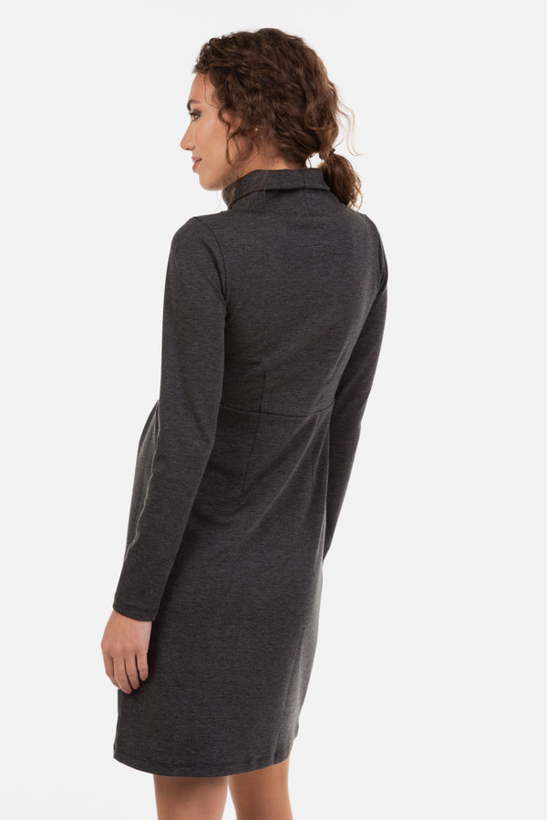 Φόρεμα εγκυμοσύνης και θηλασμού ζιβάγκο σε γκρι χρώμα