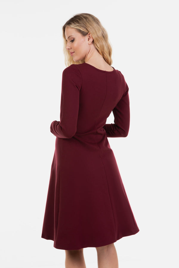 Κομψό φόρεμα εγκυμοσύνης και θηλασμού - μπορντώ - - soonMAMA - Η σωστή προσθήκη στην κομψή και άνετη εγκυμοσύνη! - Παλτά για έγκυες