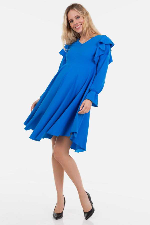 Αεράτο φόρεμα εγκυμοσύνης και θηλασμού - μπλε - - soonMAMA - Η σωστή προσθήκη στην κομψή και άνετη εγκυμοσύνη! - Παλτά για έγκυες