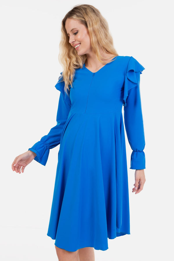 Αεράτο φόρεμα εγκυμοσύνης και θηλασμού - μπλε - - soonMAMA - Η σωστή προσθήκη στην κομψή και άνετη εγκυμοσύνη! - Παλτά για έγκυες