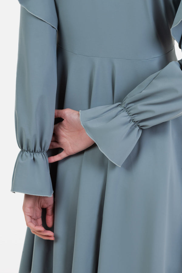 Αέρινο φόρεμα εγκυμοσύνης και θηλασμού – γκρι μπλε - - soonMAMA - Η σωστή προσθήκη στην κομψή και άνετη εγκυμοσύνη! - Παλτά για έγκυες