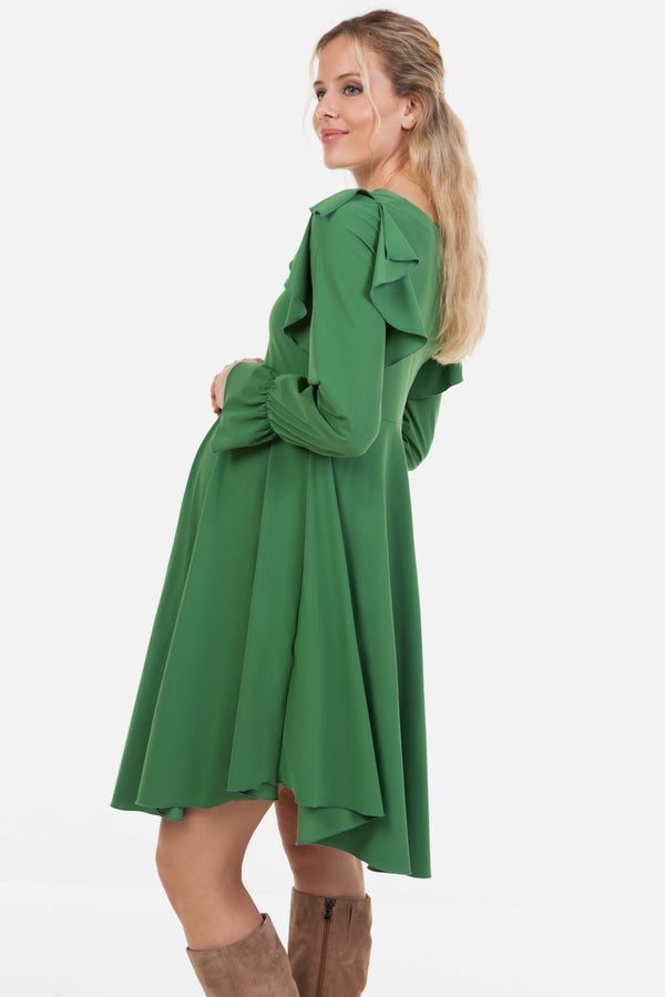 Αεράτο φόρεμα εγκυμοσύνης και θηλασμού σε χρώμα πράσινο - - soonMAMA - Η σωστή προσθήκη στην κομψή και άνετη εγκυμοσύνη! - Παλτά για έγκυες