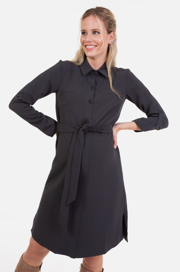 Πουκαμισ-οφόρεμα εγκυμοσύνης και θηλασμού από ύφασμα με υφή – γκρι - - soonMAMA - Η σωστή προσθήκη στην κομψή και άνετη εγκυμοσύνη! - Παλτά για έγκυες