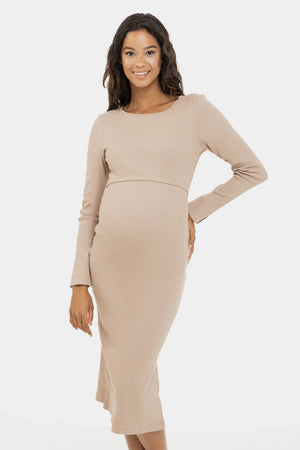 Μακρύ βαμβακερό φόρεμα εγκυμοσύνης και θηλασμού - - soonMAMA - Η σωστή προσθήκη στην κομψή και άνετη εγκυμοσύνη! - Παλτά για έγκυες