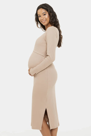 Μακρύ βαμβακερό φόρεμα εγκυμοσύνης και θηλασμού - - soonMAMA - Η σωστή προσθήκη στην κομψή και άνετη εγκυμοσύνη! - Παλτά για έγκυες