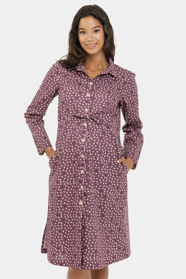 Εμπριμέ βαμβακερό πουκάμισο-φόρεμα εγκυμοσύνης και θηλασμού - - soonMAMA - Η σωστή προσθήκη στην κομψή και άνετη εγκυμοσύνη! - Παλτά για έγκυες