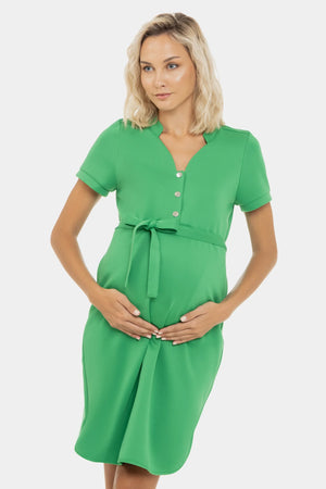 Ελαστικό πράσινο φόρεμα εγκυμοσύνης και θηλασμού - - soonMAMA - Η σωστή προσθήκη στην κομψή και άνετη εγκυμοσύνη! - Παλτά για έγκυες