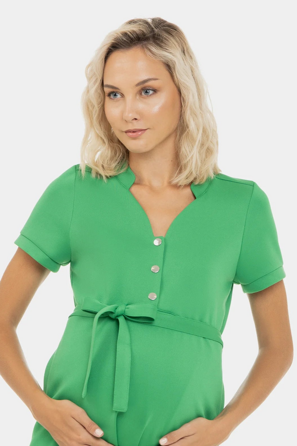 Ελαστικό πράσινο φόρεμα εγκυμοσύνης και θηλασμού - - soonMAMA - Η σωστή προσθήκη στην κομψή και άνετη εγκυμοσύνη! - Παλτά για έγκυες