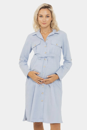 Βαμβακερό φόρεμα σεμιζιέ εγκυμοσύνης και θηλασμού - - soonMAMA - Η σωστή προσθήκη στην κομψή και άνετη εγκυμοσύνη! - Παλτά για έγκυες