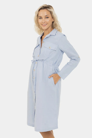 Βαμβακερό φόρεμα σεμιζιέ εγκυμοσύνης και θηλασμού - - soonMAMA - Η σωστή προσθήκη στην κομψή και άνετη εγκυμοσύνη! - Παλτά για έγκυες