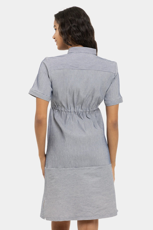 Ριγέ πουκάμισο-φόρεμα εγκυμοσύνης και θηλασμού - - soonMAMA - Η σωστή προσθήκη στην κομψή και άνετη εγκυμοσύνη! - Παλτά για έγκυες