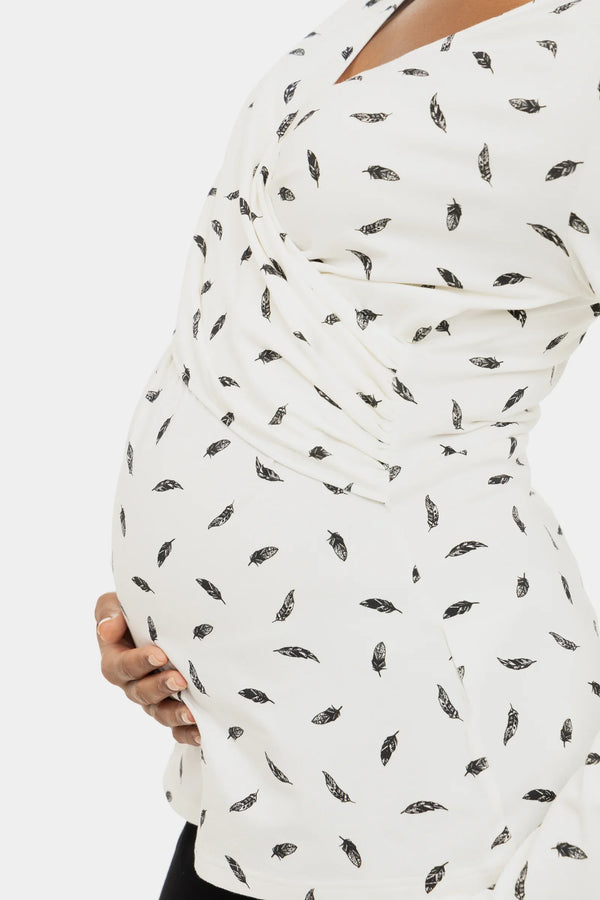 Βαμβακερή πιτζάμα εγκυμοσύνης και θηλασμού - Feathers - - soonMAMA - Η σωστή προσθήκη στην κομψή και άνετη εγκυμοσύνη! - Παλτά για έγκυες