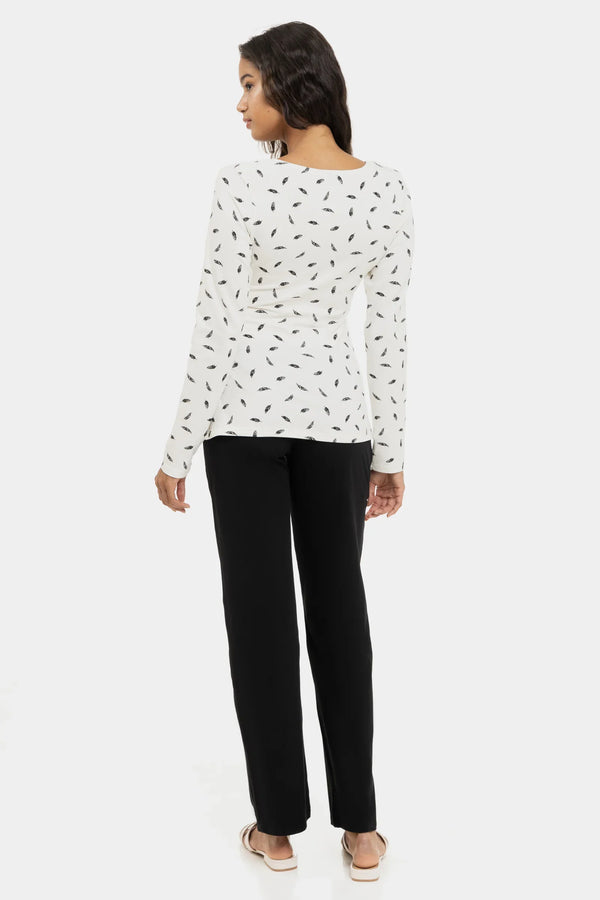 Βαμβακερή πιτζάμα εγκυμοσύνης και θηλασμού - Feathers - - soonMAMA - Η σωστή προσθήκη στην κομψή και άνετη εγκυμοσύνη! - Παλτά για έγκυες