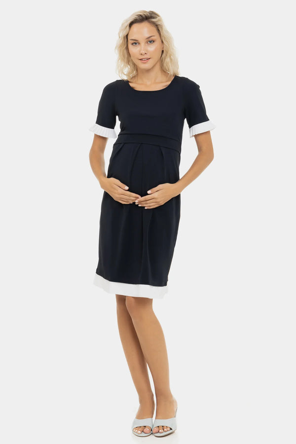 Φόρεμα εγκυμοσύνης και θηλασμού με λεπτομέρειες πλισέ - Φόρεμα - soonMAMA - Η σωστή προσθήκη στην κομψή και άνετη εγκυμοσύνη! - Παλτά για έγκυες