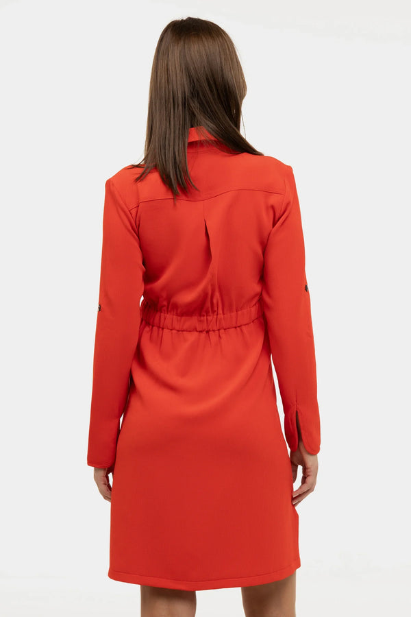 Πουκαμισο-φόρεμα εγκυμοσύνης και θηλασμού από ύφασμα με υφή – κόκκινο - - soonMAMA - Η σωστή προσθήκη στην κομψή και άνετη εγκυμοσύνη! - Παλτά για έγκυες