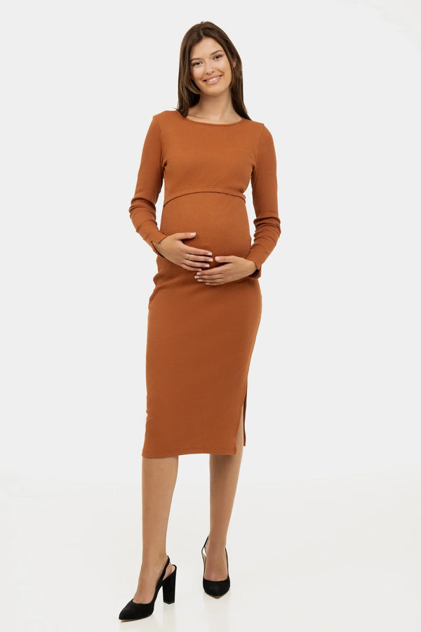 Φόρεμα εγκυμοσύνης και θηλασμού από ριμπ – καραμέλα