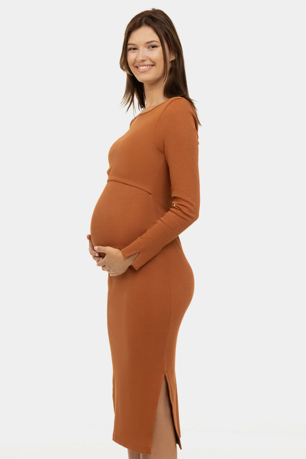 Φόρεμα εγκυμοσύνης και θηλασμού από ριμπ – καραμέλα