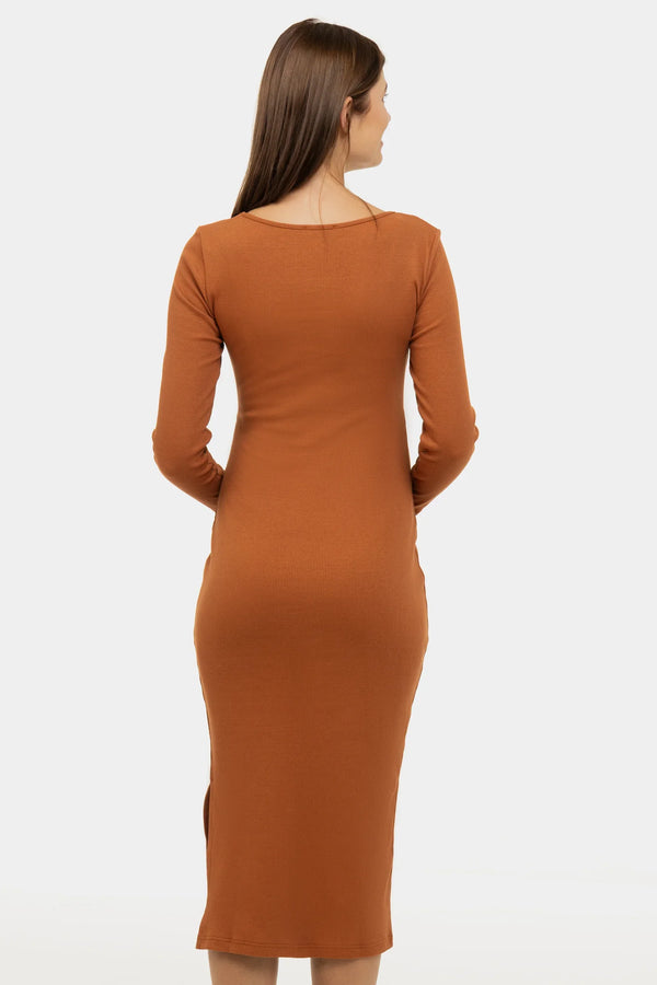 Φόρεμα εγκυμοσύνης και θηλασμού από ριμπ – καραμέλα