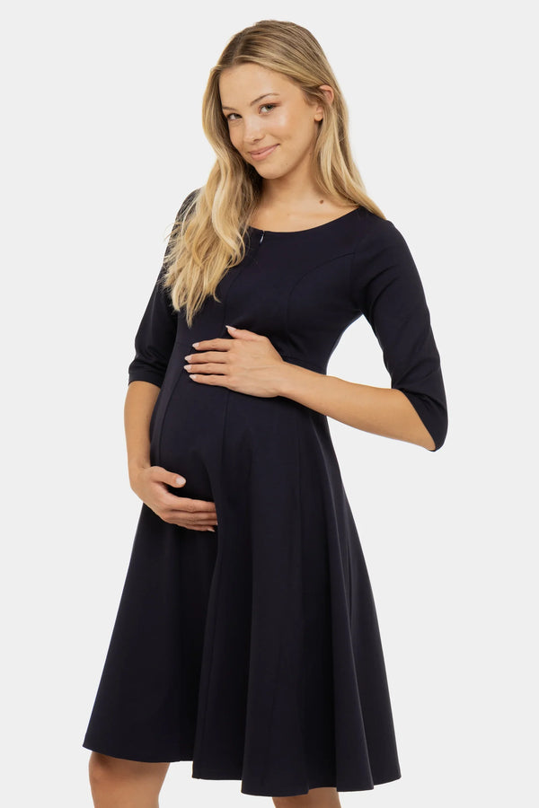 Βραδινό φόρεμα εγκυμοσύνης και θηλασμού - σκούρο μπλε - - soonMAMA - Η σωστή προσθήκη στην κομψή και άνετη εγκυμοσύνη! - Παλτά για έγκυες