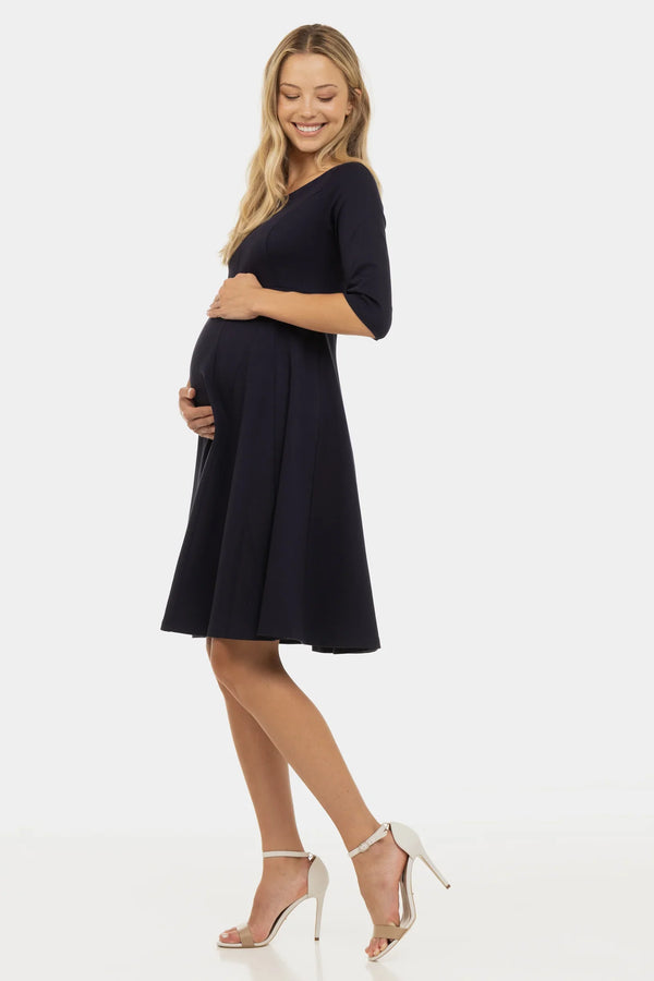 Βραδινό φόρεμα εγκυμοσύνης και θηλασμού - σκούρο μπλε - - soonMAMA - Η σωστή προσθήκη στην κομψή και άνετη εγκυμοσύνη! - Παλτά για έγκυες