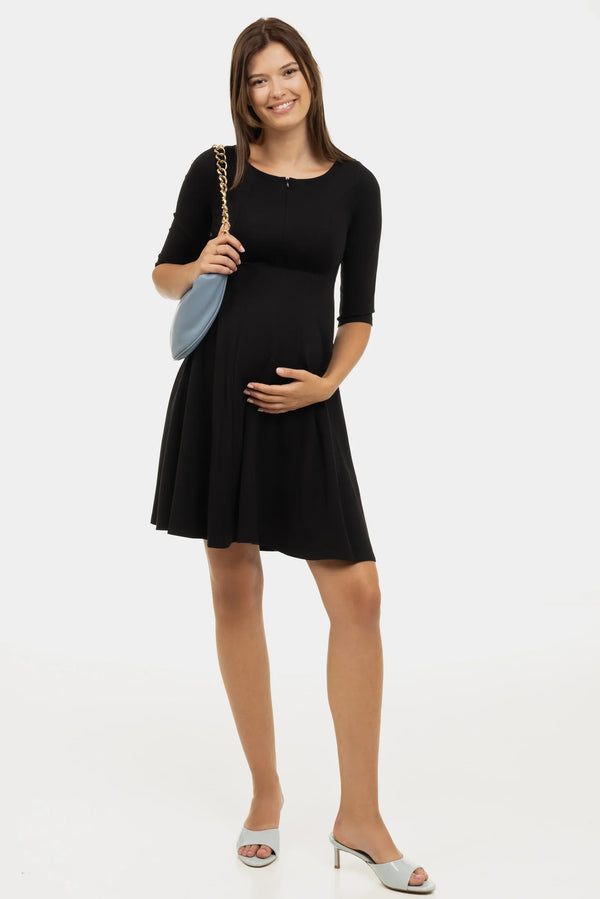 Βραδινό φόρεμα εγκυμοσύνης και θηλασμού - μαύρο - - soonMAMA - Η σωστή προσθήκη στην κομψή και άνετη εγκυμοσύνη! - Παλτά για έγκυες