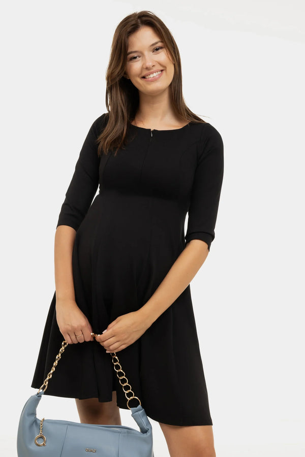 Βραδινό φόρεμα εγκυμοσύνης και θηλασμού - μαύρο - - soonMAMA - Η σωστή προσθήκη στην κομψή και άνετη εγκυμοσύνη! - Παλτά για έγκυες