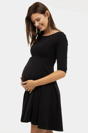 Βραδινό φόρεμα εγκυμοσύνης και θηλασμού - μαύρο - - soonMAMA - Η σωστή προσθήκη στην κομψή και άνετη εγκυμοσύνη! - Παλτά για έγκυες