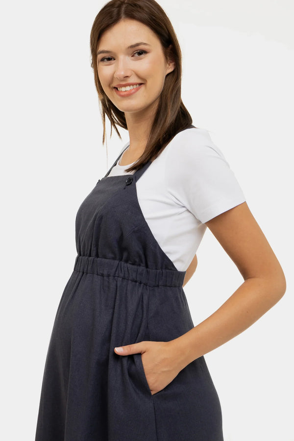 Φόρεμα σαλοπέτα εγκυμοσύνης και θηλασμού – σκούρο μπλε