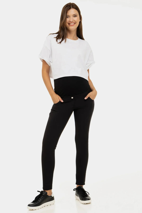 Μαύρο εφαρμοστό παντελόνι εγκυμοσύνης - Παντελόνι - soonMAMA - Η σωστή προσθήκη στην κομψή και άνετη εγκυμοσύνη! - Παλτά για έγκυες