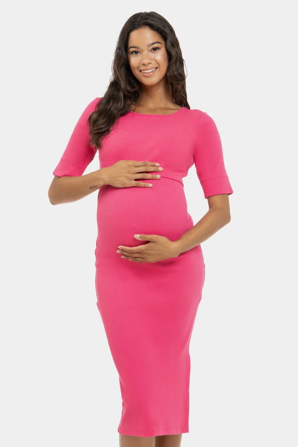 Μακρύ βαμβακερό φόρεμα εγκυμοσύνης και θηλασμού σε κυκλάμινο - - soonMAMA - Η σωστή προσθήκη στην κομψή και άνετη εγκυμοσύνη! - Παλτά για έγκυες