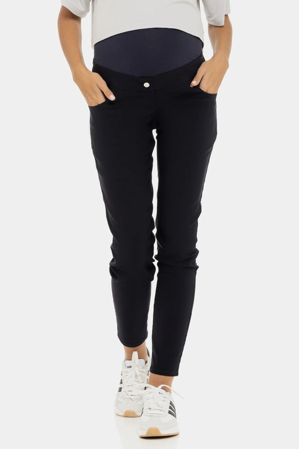 Σκούρο μπλε εφαρμοστό παντελόνι εγκυμοσύνης