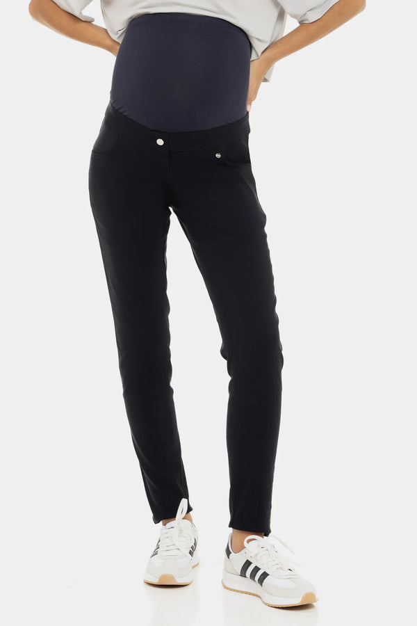 Σκούρο μπλε εφαρμοστό παντελόνι εγκυμοσύνης