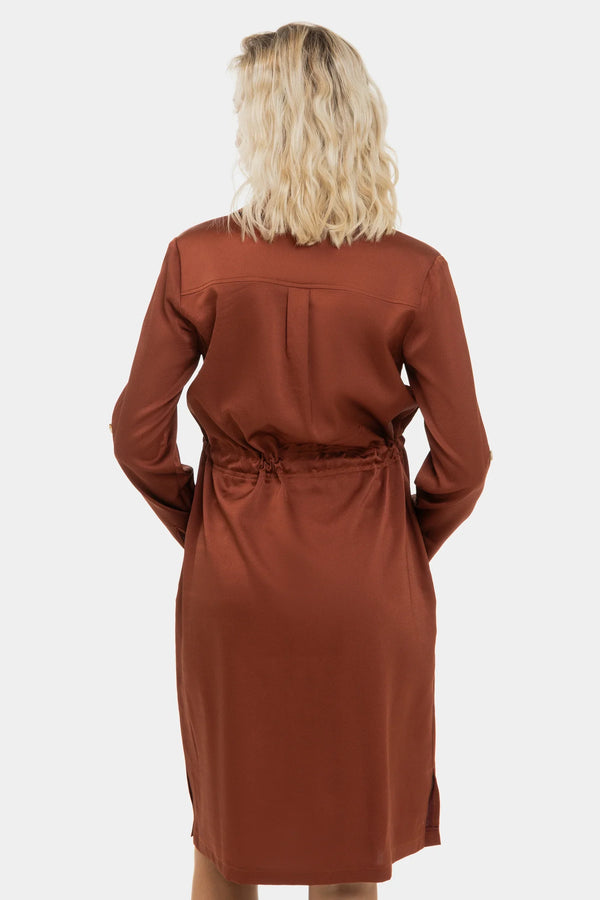 Σατινέ φόρεμα σεμιζιέ εγκυμοσύνης και θηλασμού - - soonMAMA - Η σωστή προσθήκη στην κομψή και άνετη εγκυμοσύνη! - Παλτά για έγκυες