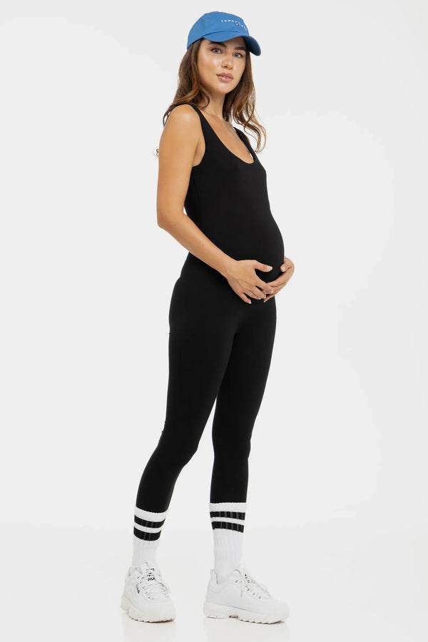 Βαμβακερή διπλή ολόσωμη φόρμα εγκυμοσύνης – μαύρος - - soonMAMA - Η σωστή προσθήκη στην κομψή και άνετη εγκυμοσύνη! - Παλτά για έγκυες