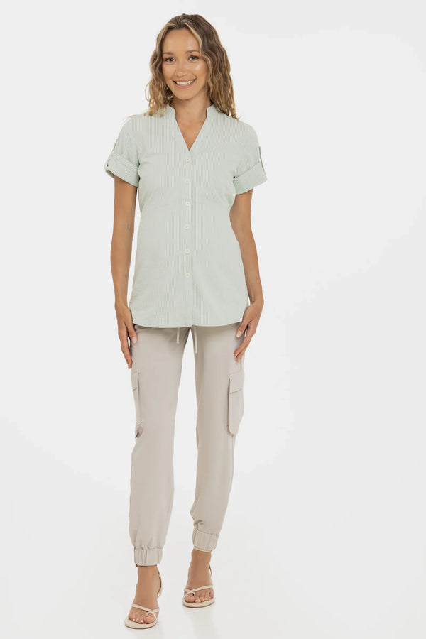 Μπεζ cargo παντελόνι εγκυμοσύνης - - soonMAMA - Η σωστή προσθήκη στην κομψή και άνετη εγκυμοσύνη! - Παλτά για έγκυες